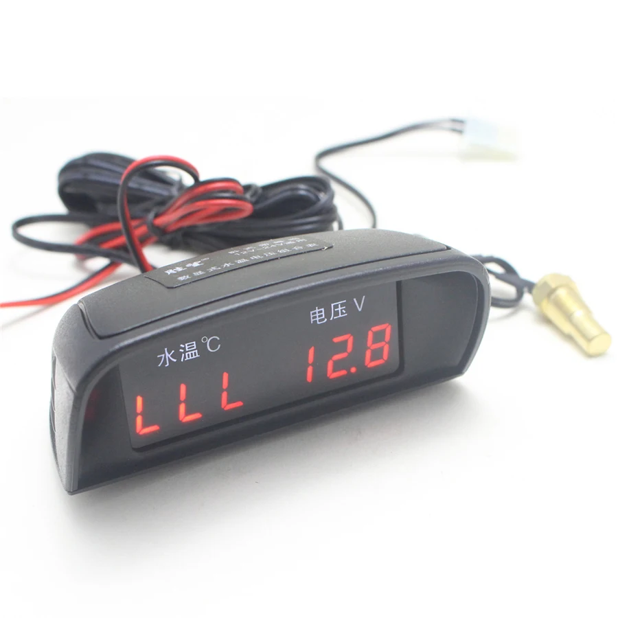 

2 IN 12v/24v LCD Digital Meter Car Truck Voltmeter Voltage Gauge + Water Temperature Gauge Thermomet