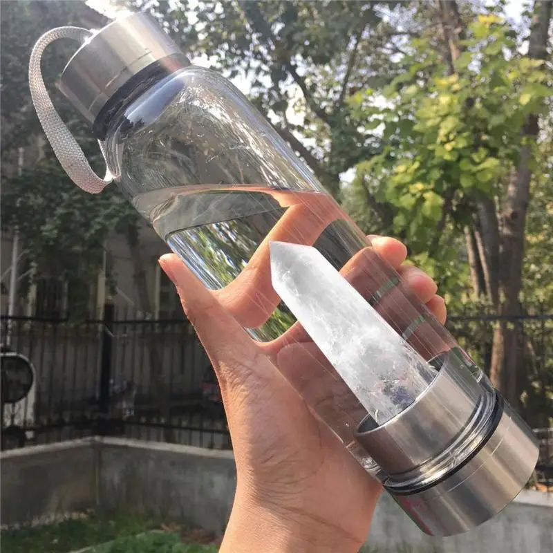 Натуральный кварцевый энергетический обелиск бутылка для воды остроконечная