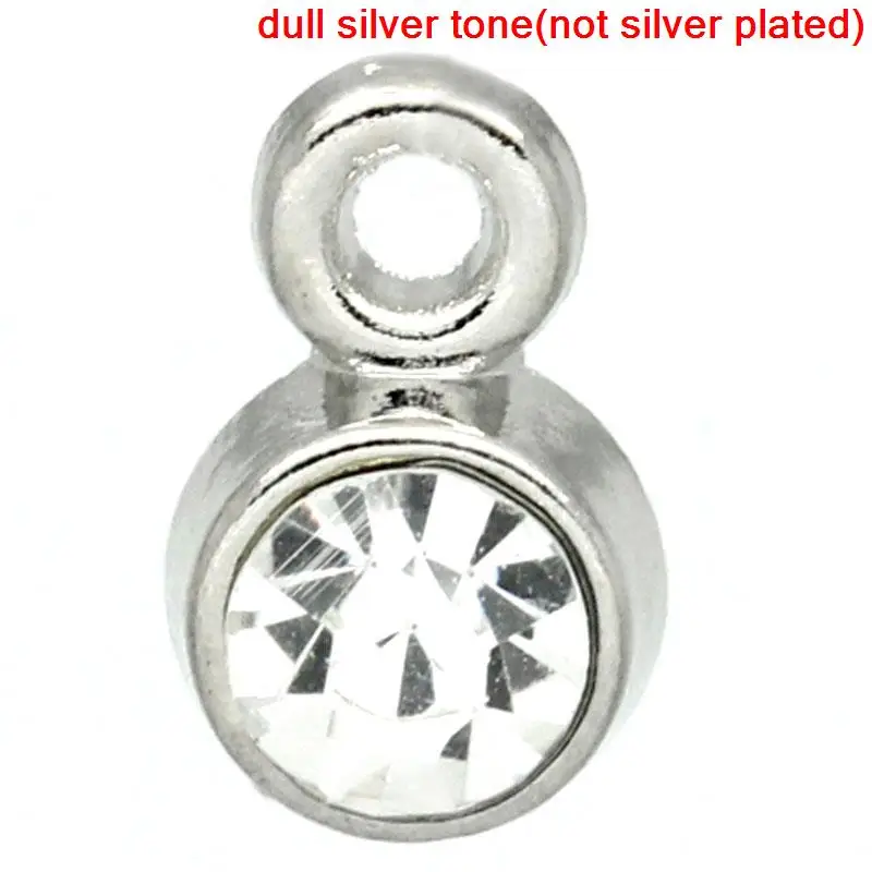 

Lovely 50PCs Silver Color Clear Rhinestone Pendants 8x5mm(3/8"x1/4") (B20413)