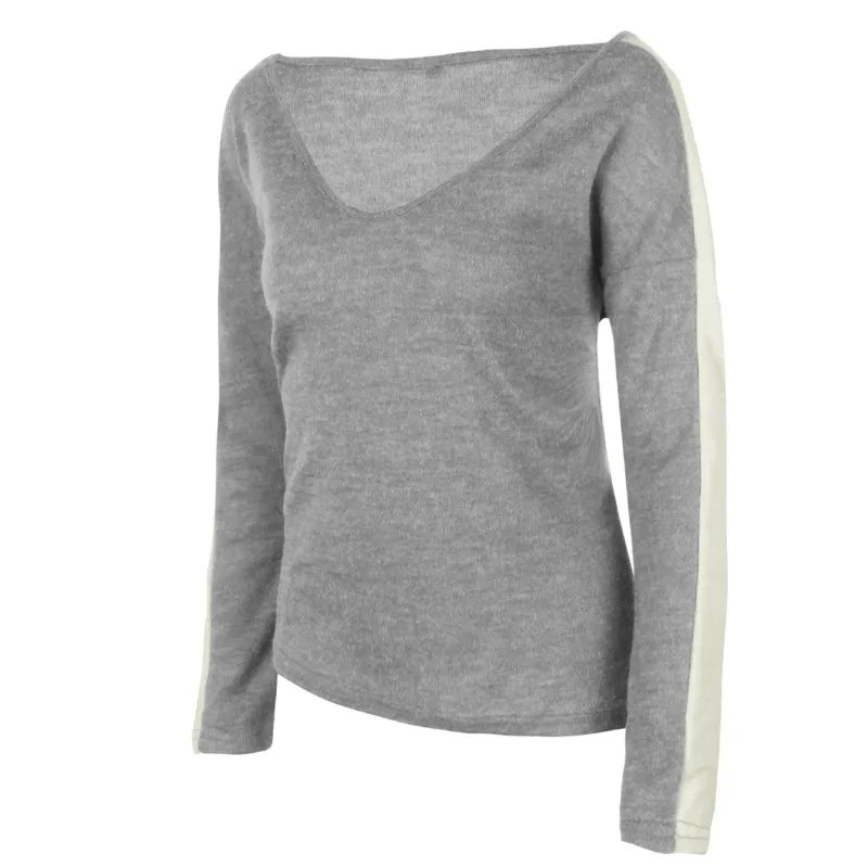Autumn Sexy Sweater Women V Neck Knitted Female Winter Tops Patchwork Pullover Sweaters and Pullovers Ladies 40 | Женская одежда