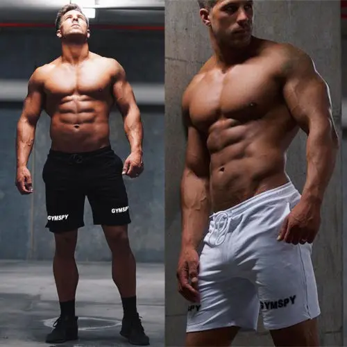 Крутые Мужские Спортивные Повседневные Шорты Для Бега GYMSPY с буквенным принтом, дышащие брюки для пробежки, занятий в тренажерном зале, черные белые повседневные шорты
