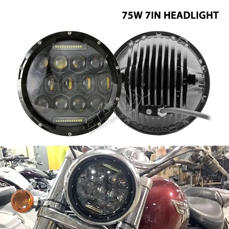 free 2x 75W offroad headlight 7 inch led headlamp H4 H13 car truck kit parts for motorcycle JK Rover defender | Автомобили и
