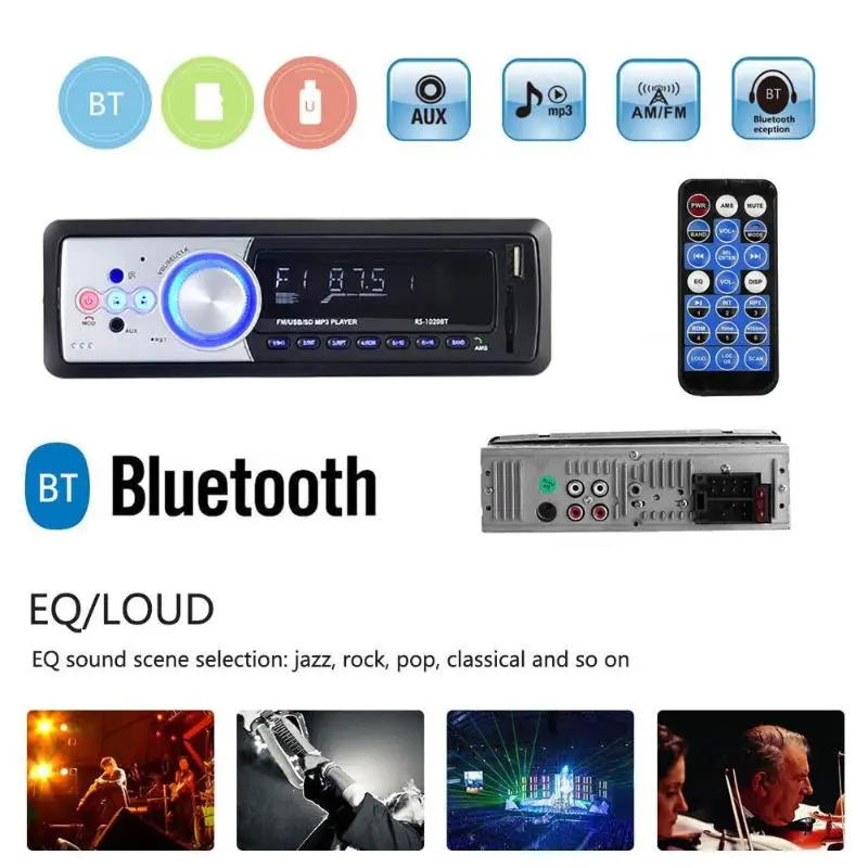 1020BT ЖК дисплей Bluetooth стерео головное устройство AUX аудио MP3 плеер автомобилей 1 Din в