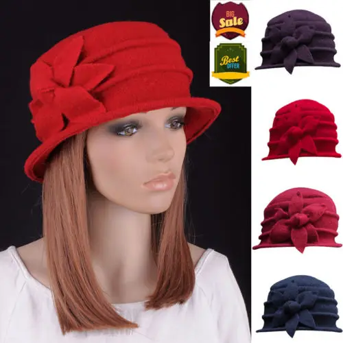 Шляпа-Колокол женская из 100% шерсти модная однотонная элегантная
