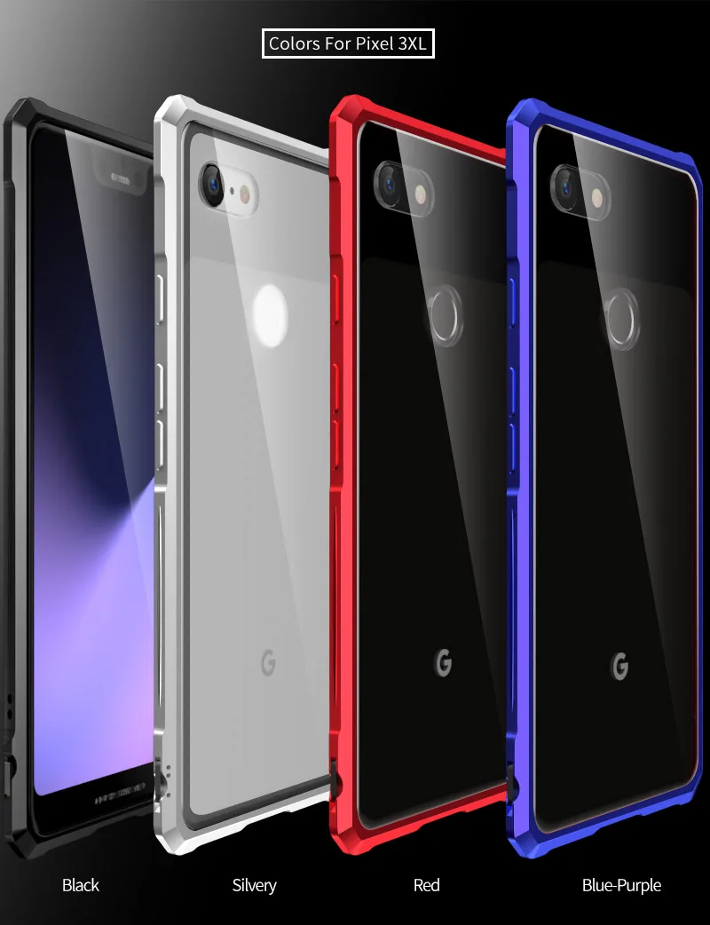 For Google Pixel 3 3XL Bumper Pixel3 Phone Cases Aluminum Metal Frame with Clear Tempered Glass Back Cover for XL |