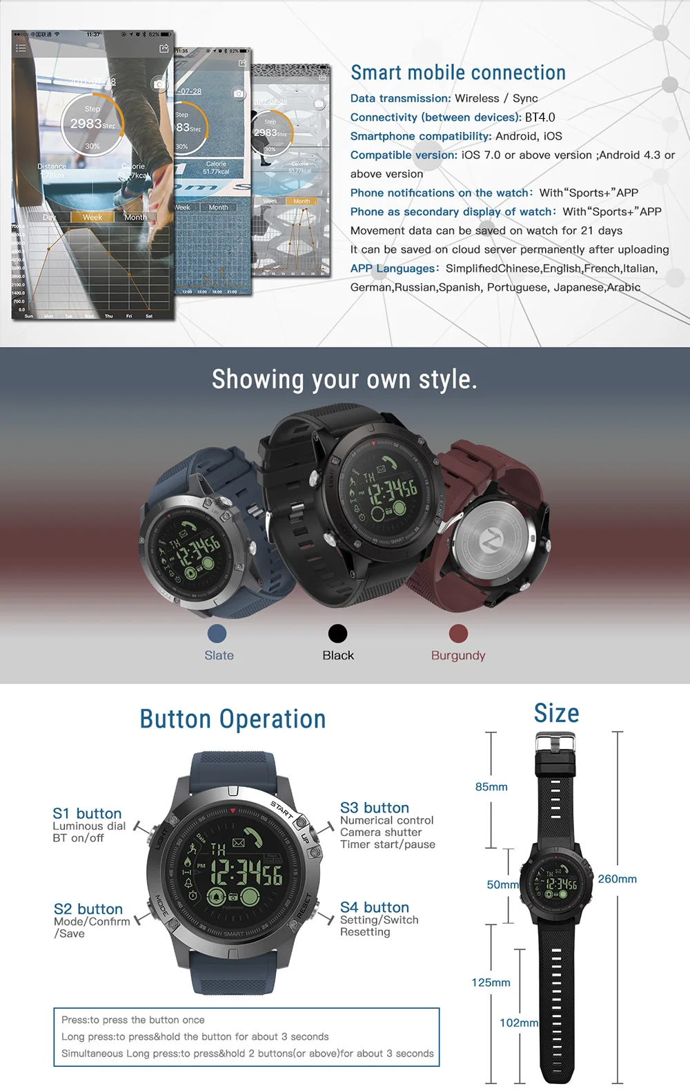 Zeblaze VIBE 3 Flagship Rugged Smartwatch 33-month Standby Time 24h All-Weather Monitoring Smart Watch Men For IOS Android | Электроника