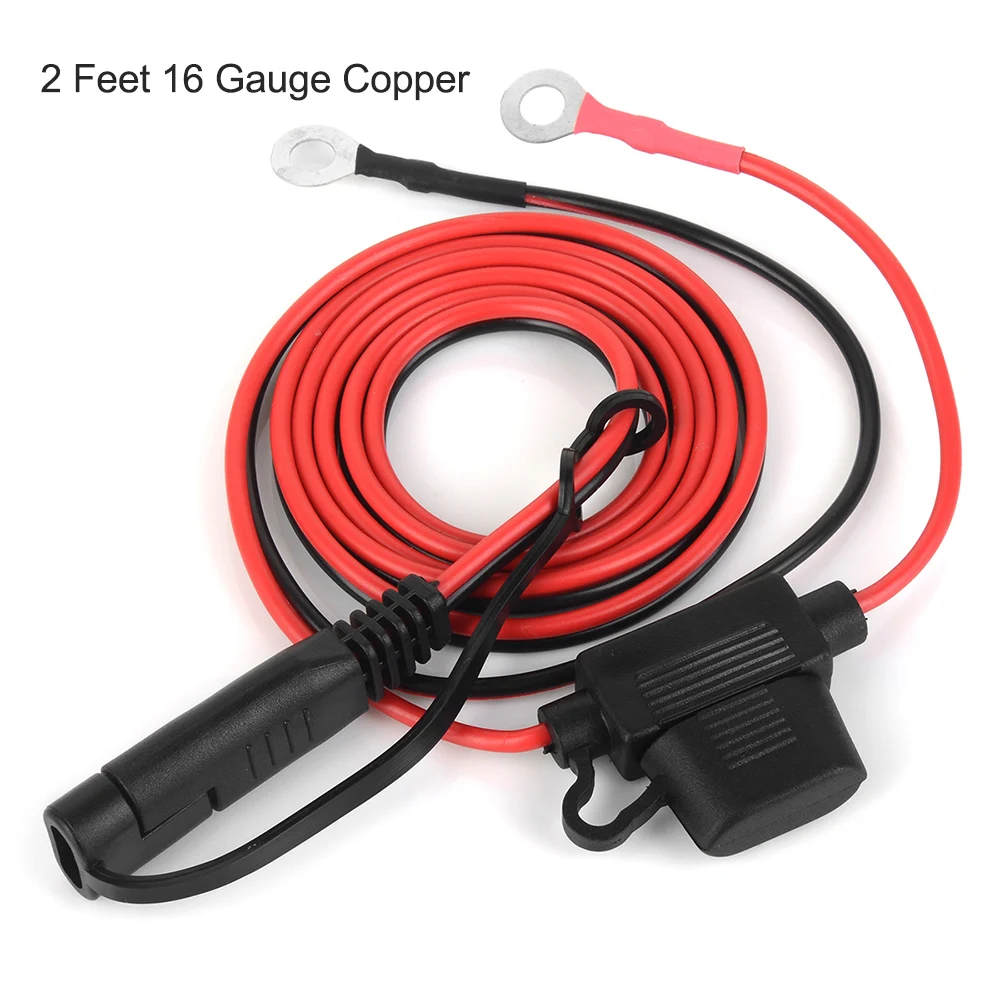 12V Ring Terminal Harness with Black Fused 2-Pin Quick Disconnect Plug 2 Feet 16 Gauge Copper 2019 | Автомобили и мотоциклы