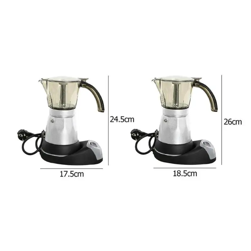 

150/300ml 3 to 6 Cup Electric Italian Top Moka Coffee Pot Percolators Tool Filter Cartridge Aluminium Electrical Espresso Maker