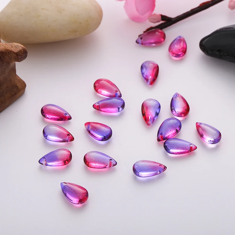 New AB Color Czech Glazed Beads Waterdrop Shape Lampwork Glass Charms Clear DIY Hairpin Bracelet Jewelry Components | Украшения и