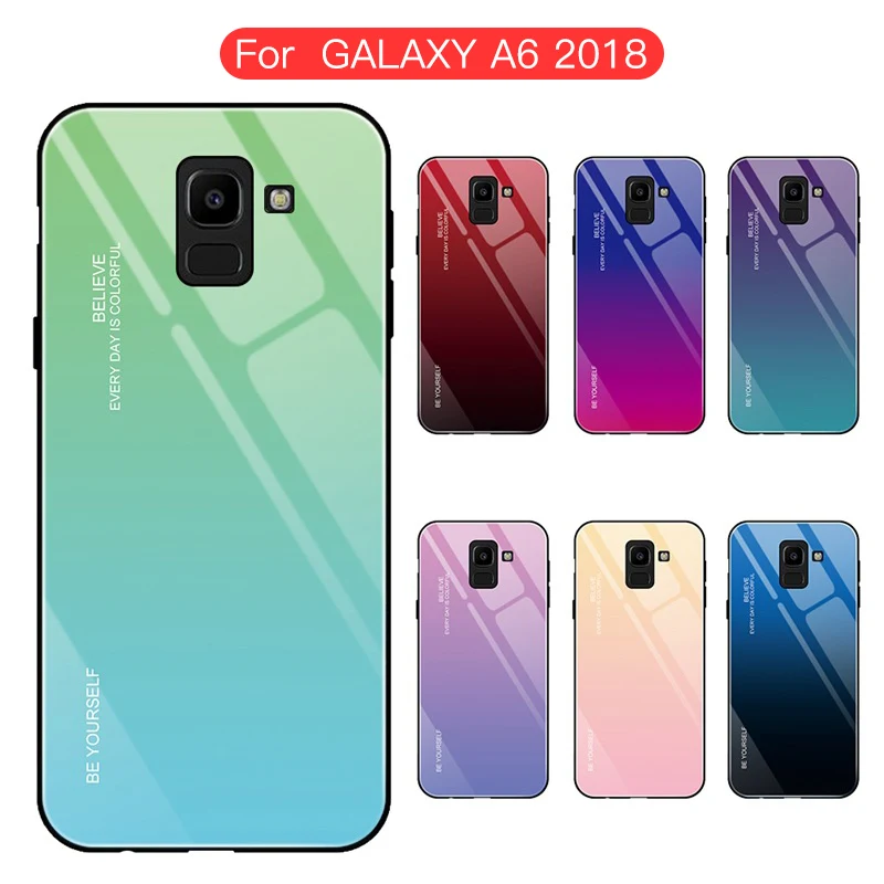 Luxury Phone Case For Samsung S9 Plus Note 8 9 Tempered Glass Back Cover S8 A5 A7 2017 A6 A8 J4 J6 J8 2018 |