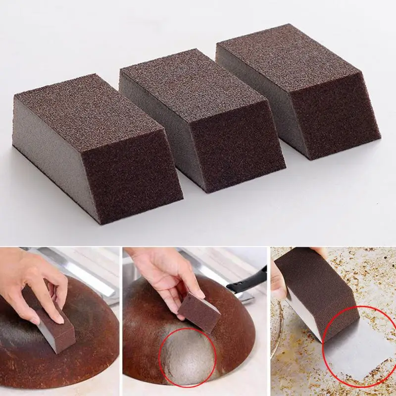 

1 Pcs/3pcs Alumina Emery Strong Sponge Cleaning Brush Dish Bowl Washing Sponge Kitchen Pot Pan Window Glass cleaner tools