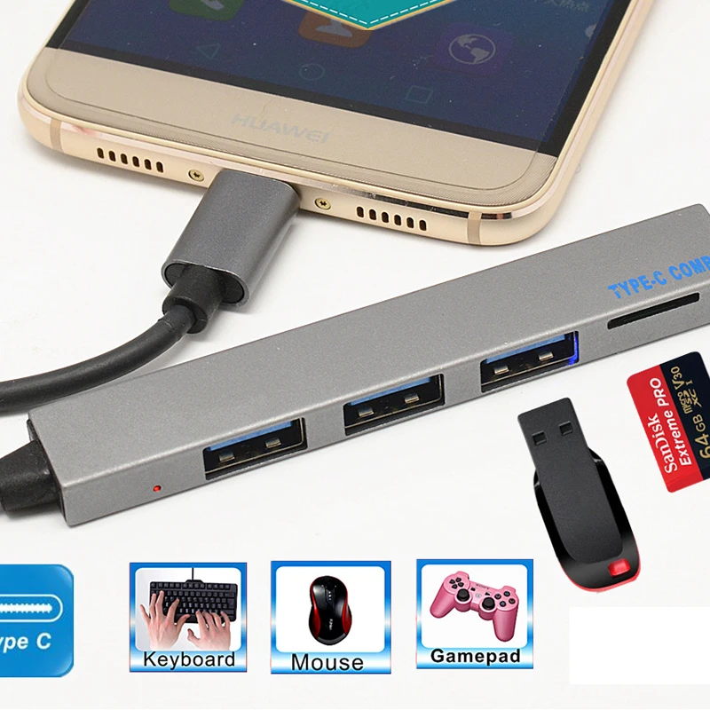 Адаптер 4 в 1 для ноутбука с интерфейсом USB 3 1|USB-хабы| |