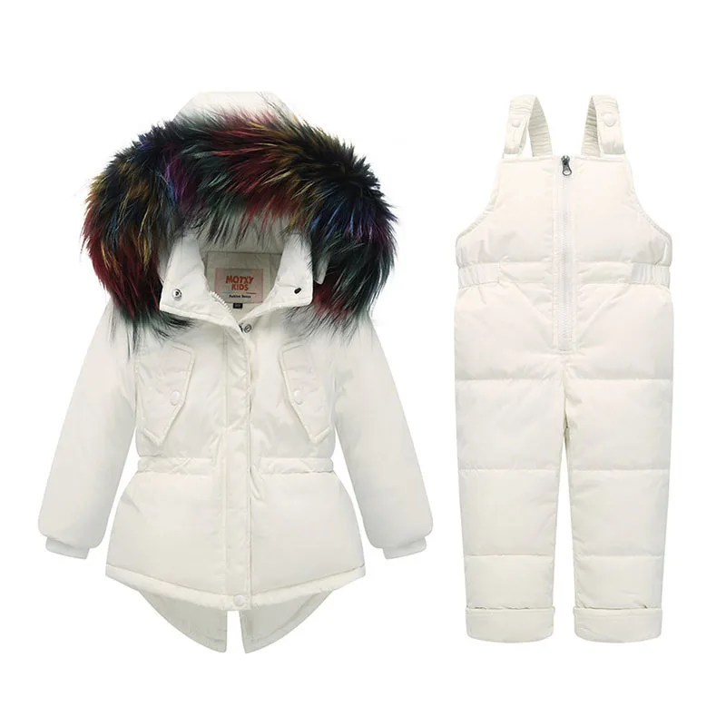 Зимняя куртка для маленьких девочек комплекты одежды 2018 года пуховое пальто с