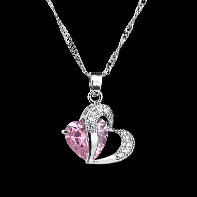 2018 jingyang Christmas Silver Necklace Heart Shaped Ball Pendant Clavicle Woman Short Fall for Women Sweaterv alentine's day |