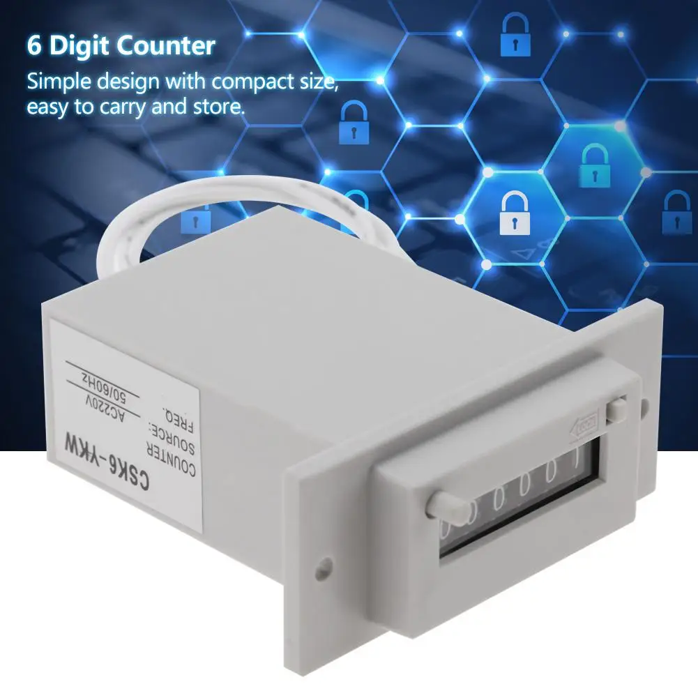 Электромагнитный импульсный счетчик 6 цифр AC110V / AC220V/DC24V новый стиль 2019|Счетчики| |