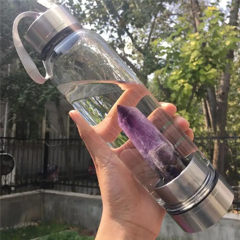 Натуральный кварцевый энергетический обелиск бутылка для воды остроконечная