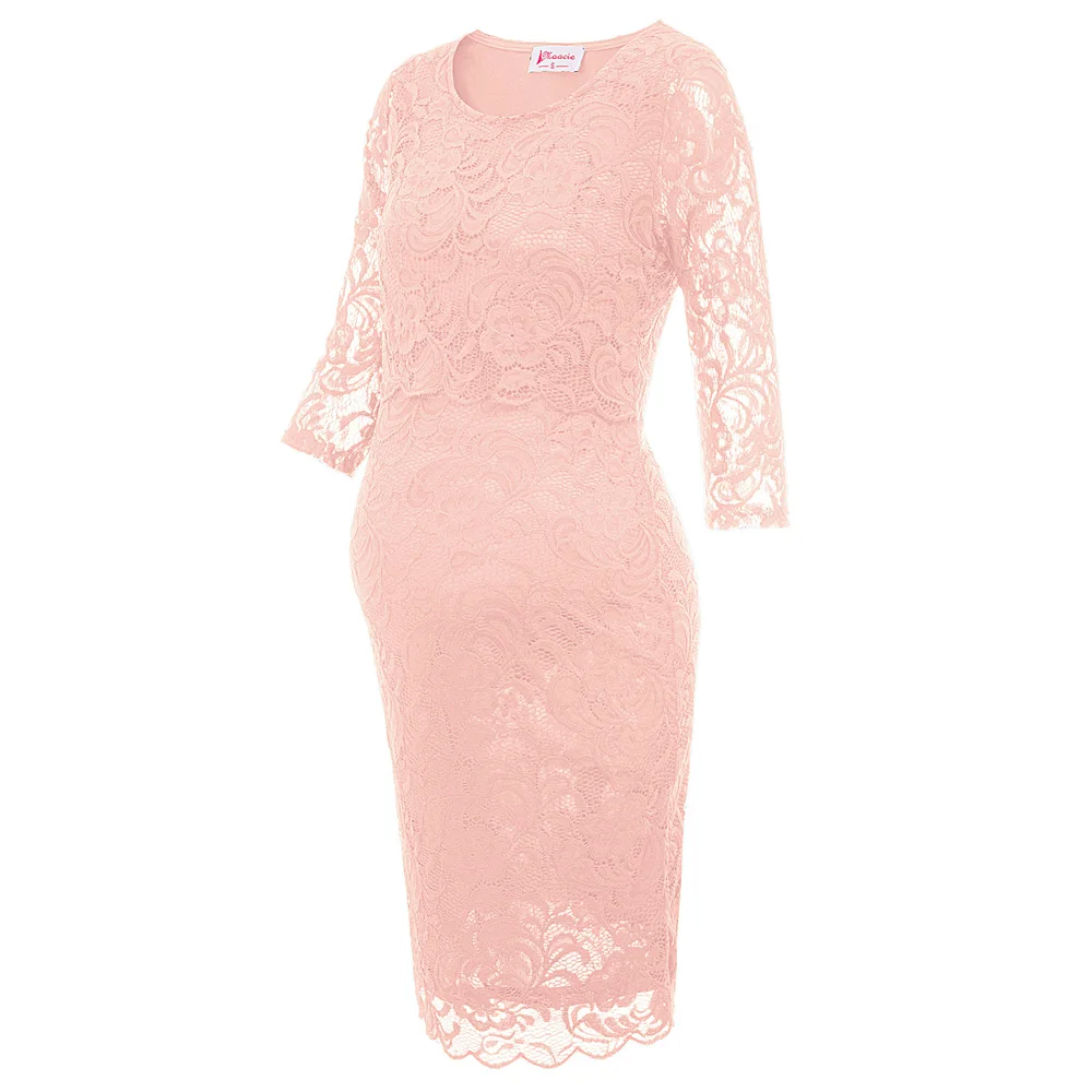 Модные женские платья для беременных с рукавом 3/4 кружевное платье круглым