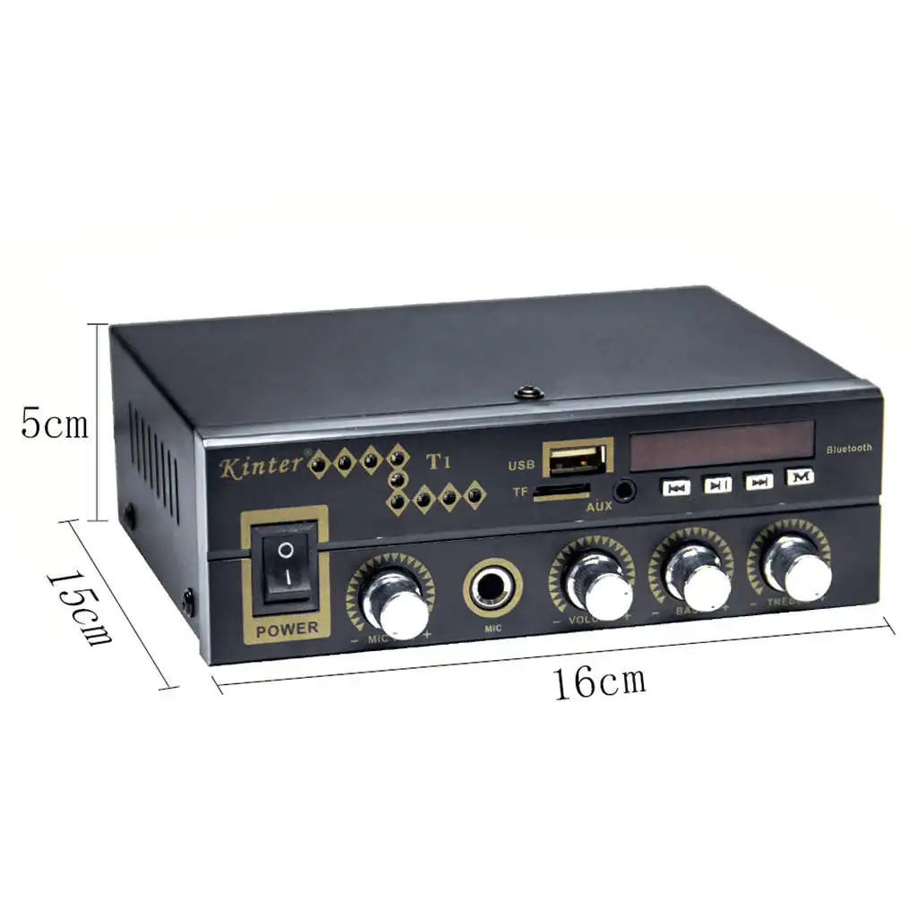 Топ для Bluetooth T1 2.0CH усилитель мощности аудио с микрофоном/USB/TF/FM/AUX Play стерео