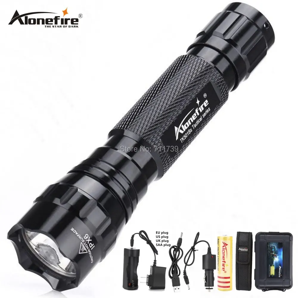Тактический фонарик AloneFire 501B XM L T6 L2 U3 мощный водонепроницаемый уличный фонарь для