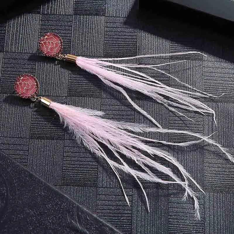 Trendy Drop Earrings Women/Long/Bohemian/Blue/Balck/Boho/Handmade/Tassel/Feather 2018 Jewelry CS144 | Украшения и аксессуары