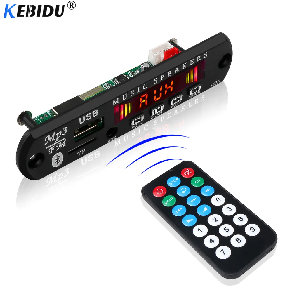 KEBIDU Handsfree Bluetooth автомобильное радио Mp3 плеер декодер плата 5 В-12 в запись FM TF карта