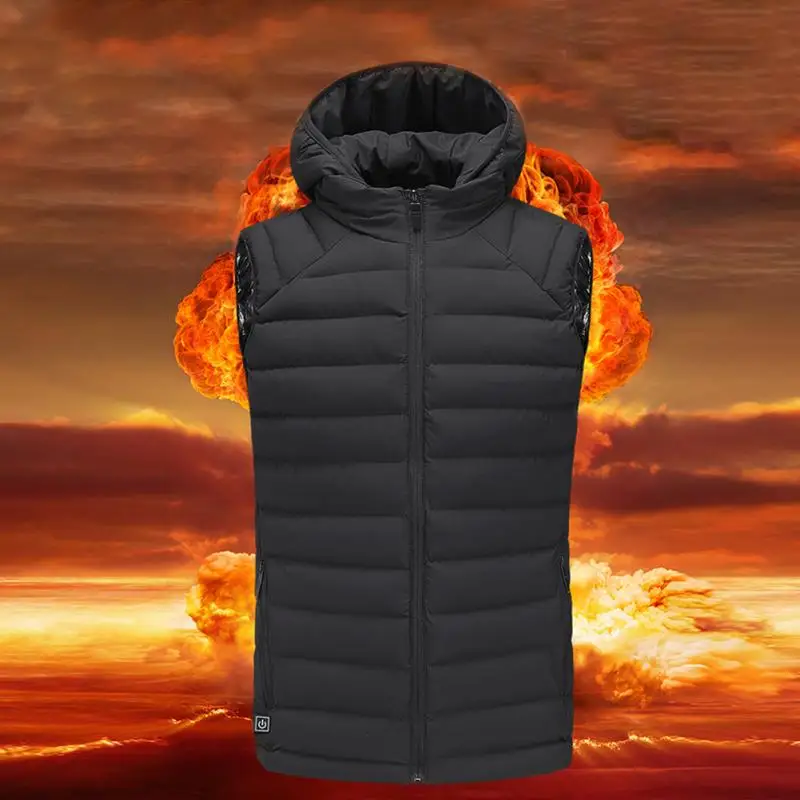 USB Электрический обогреваемый жилет с капюшоном отопление Для мужчин женщин