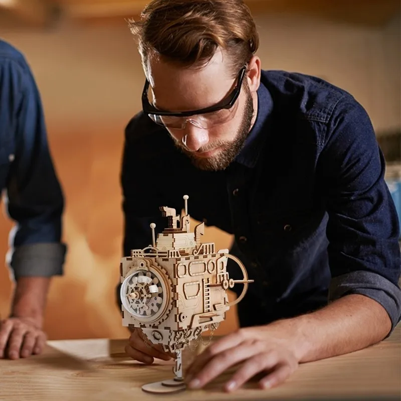 Robotime 5 видов 3D деревянные головоломки DIY стимпанк музыкальная шкатулка сборная