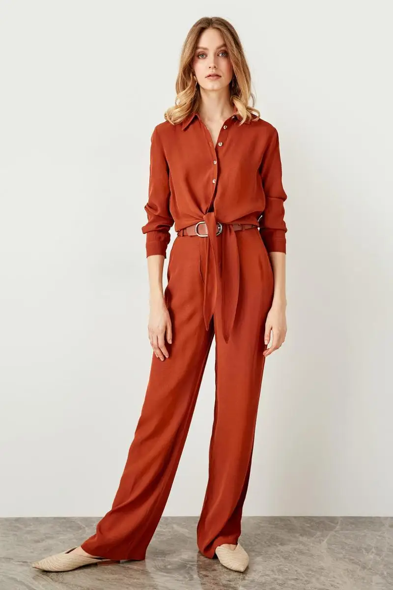 Trendyol Брюки клеш с корицей TWOSS19XB0039|Брюки| |