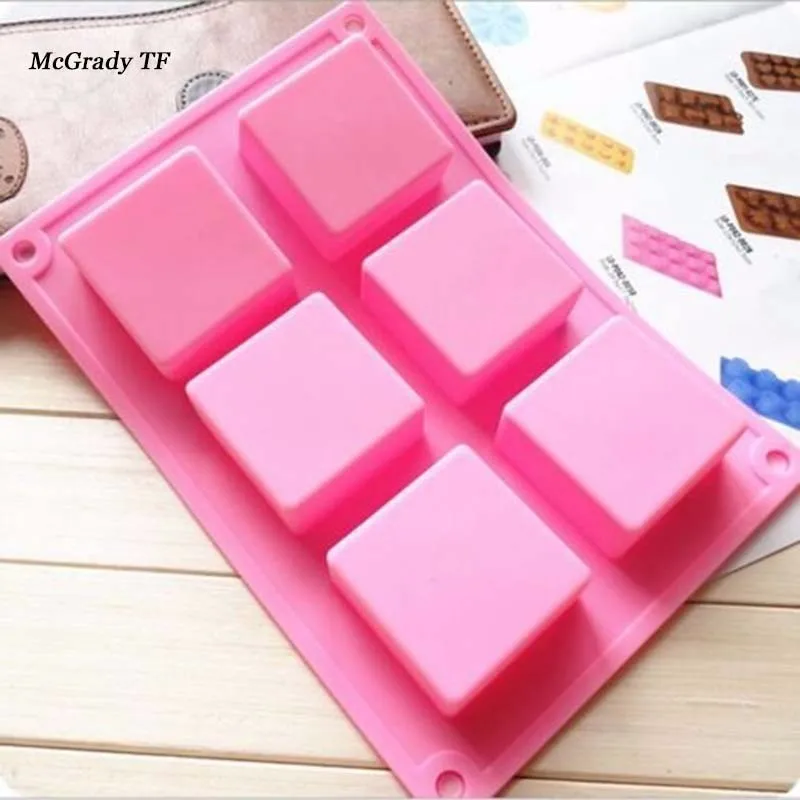 MAC Новый 16*23 см 6 полостей 3D ручной прямоугольник Площадь силикона Мыло плесень