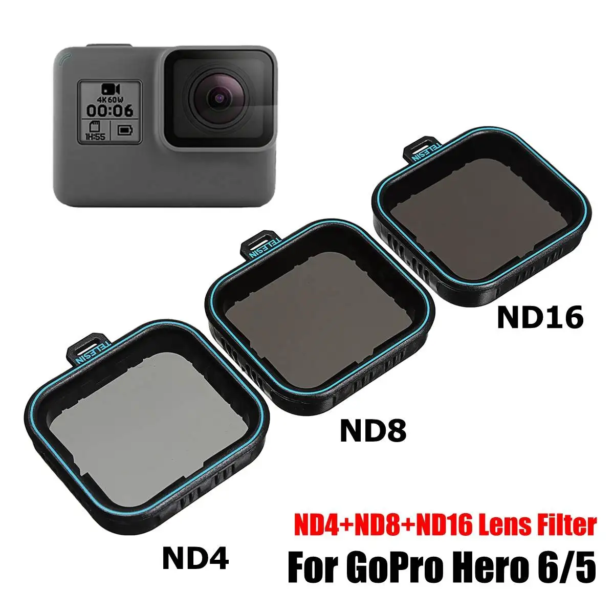 3 шт. в упаковке, набор защитных фильтров для объектива ND(ND4 8 16) для Gopro Hero 5 Hero 6 Black Hero 7, аксессуары для камеры