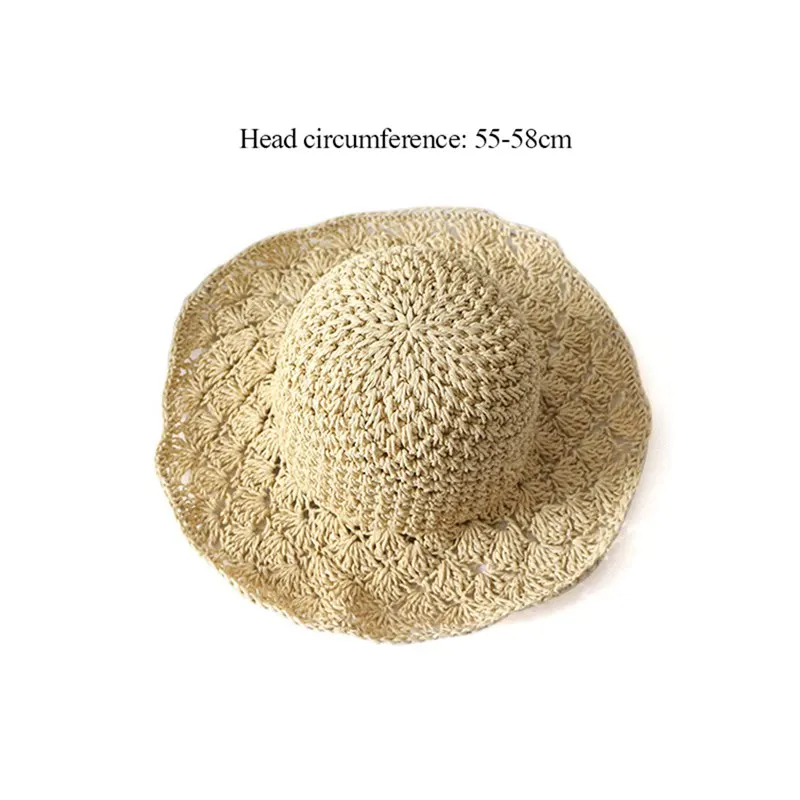 lady Panama hand hook pineapple visor beach hat folding straw outdoor sun | Аксессуары для одежды