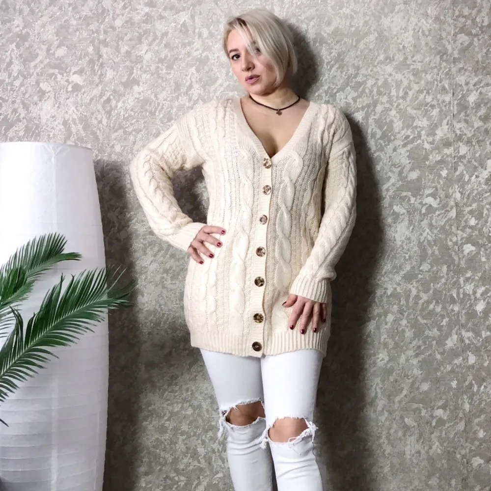Plus Size Autumn Winter Fashion Women Long Sleeve loose knitting Wool cardigan sweater Knitted Female Cardigan pull femme |