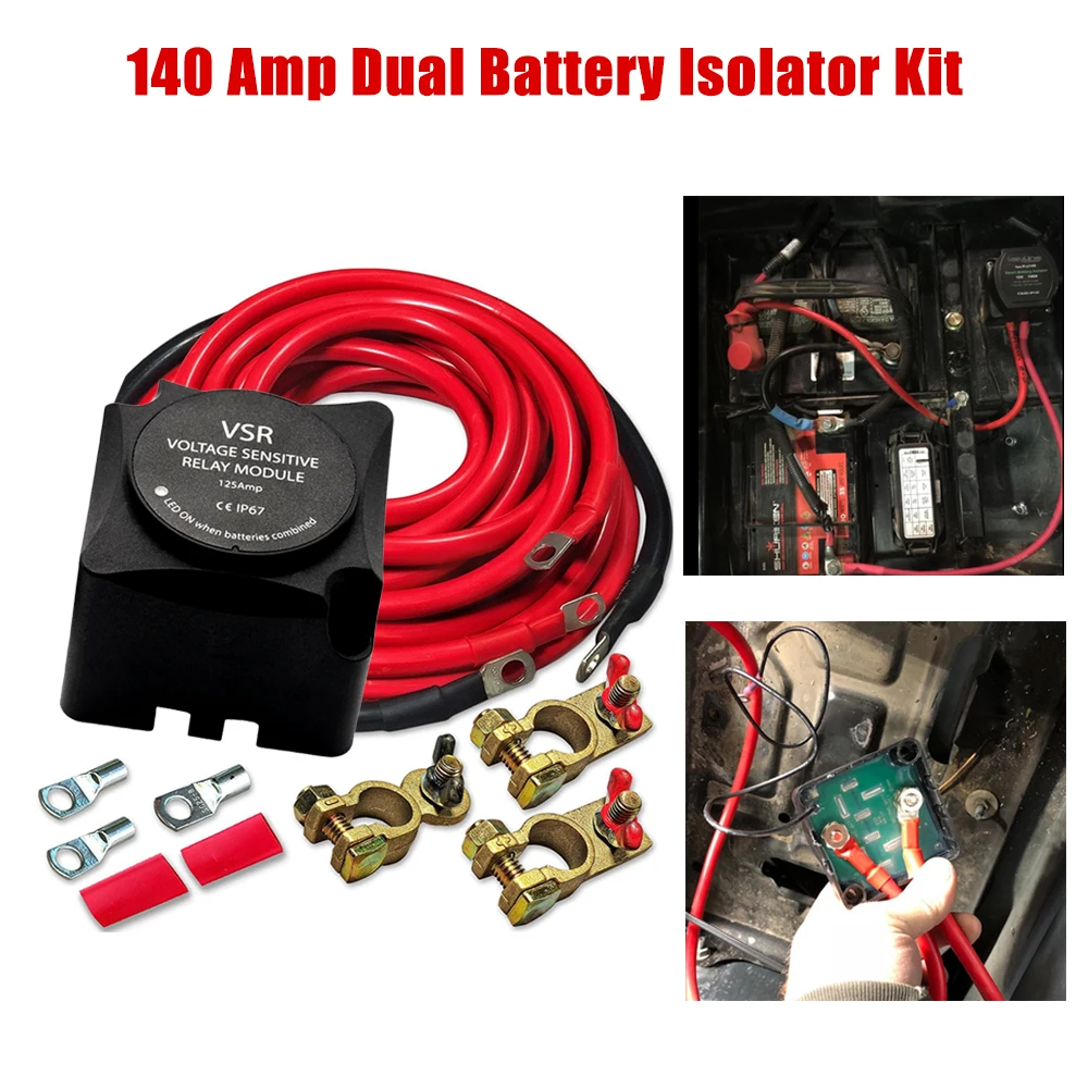 

Voltage Sensitive Relay Automatic Charging Relay Dual Battery Smart Isolator 12V/140A(VSR)with Wiring Kit Auto Accessories