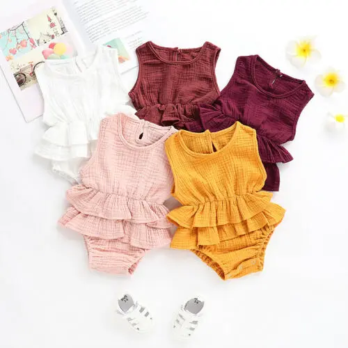 Однотонное хлопковое боди для маленьких девочек платье пачка наряд из хлопка и