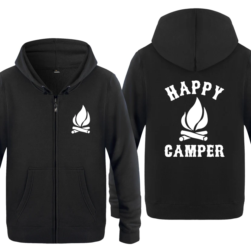 Кемпинг Happy Camper забавные креативные толстовки Для мужчин 2018 с застежкой молнией