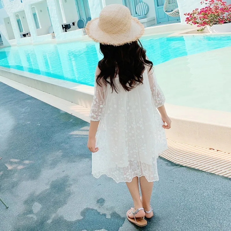 Lace Embroidery Baby Party Formal Dress White Wedding Teen Girls Girl Summer Dresses 12 Year 14 10 8 6 4 Spring 2019 Cute | Детская