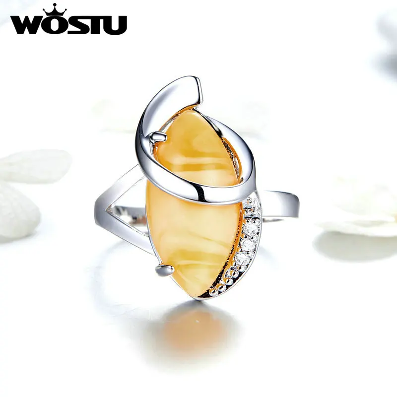 Женское кольцо из смолы WOSTU модное Золотое со слезой дерева роскошные свадебные
