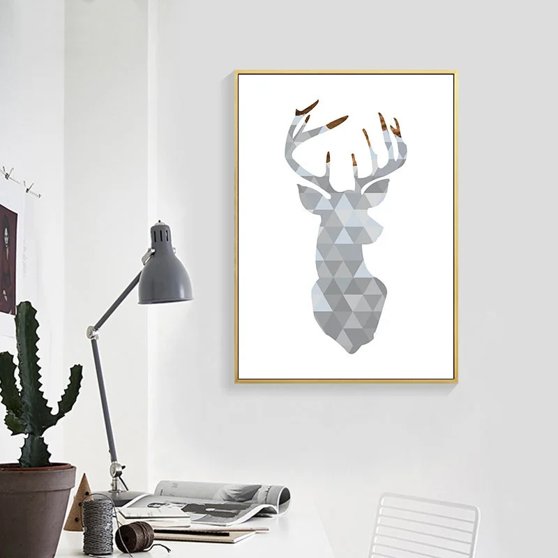 

Black And White Deer Head Geometry Arrow Abstract Painting Wall Art Canvas Posters and Prints For Children Room Decor No Framed