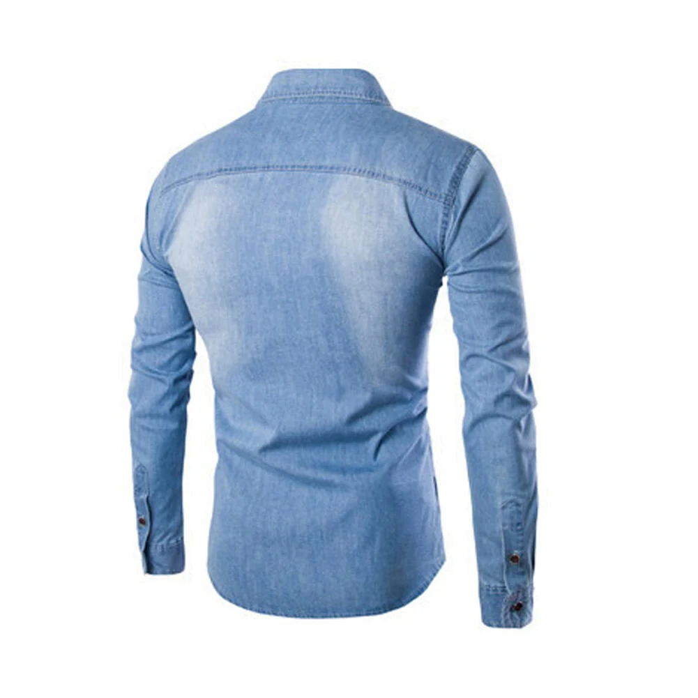 

2018 New Fashion Men Shirts Handsome Super Plus Size Denim Pocket Button Slim Fit Broadcloth Turn-Down Collar Casual Shirt 6Xl