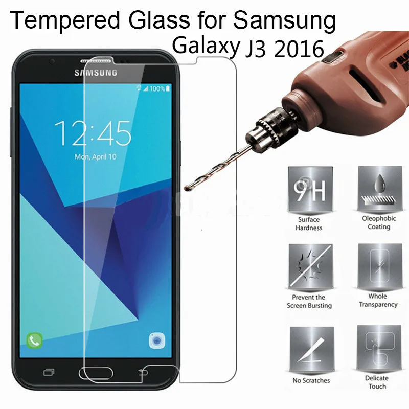 

For Samsung Galaxy J3 2016 Screen Protector For Samsung SM J320 F H A Tempered Glass 2.5D Scratch Proof Protective Film Glass 9H