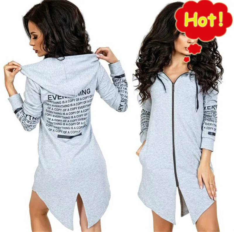 Drawstring New Fashion Zipper jackets for women Long-sleeved Rear Fork Grab Velvet Hoodie G3P7 | Женская одежда