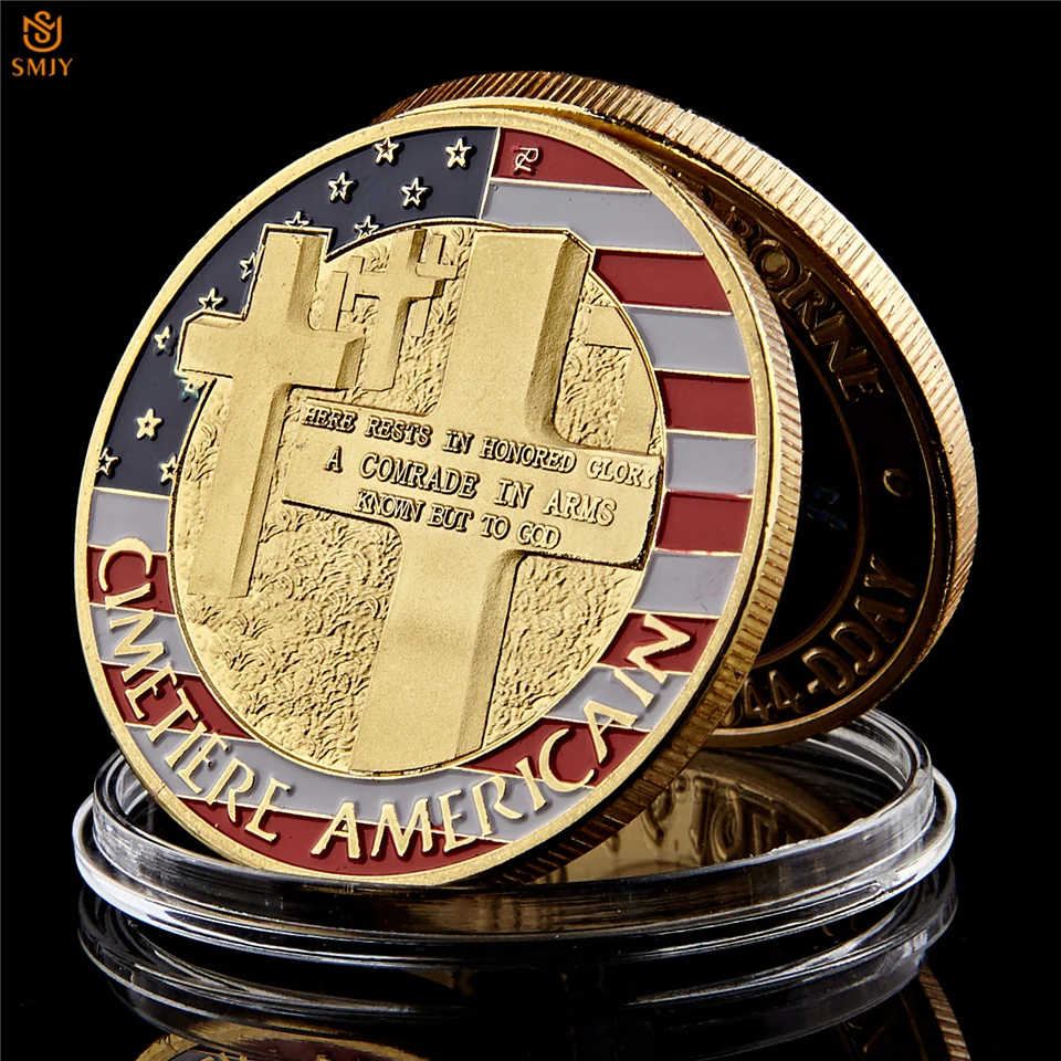 WW II Normandy Landing War позолоченная Военная коллекция металлических монет для