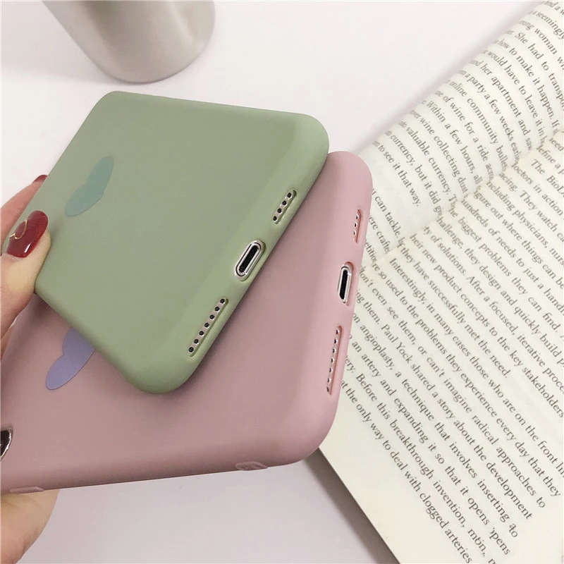 Plain Love Heart Phone Case For iPhone X XS Max XR Soft TPU Silicon Back Cover for 6 6s 7 8 Plus 10 Protective Cases |