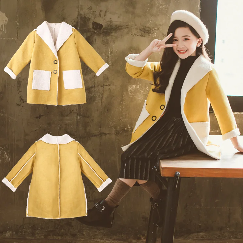 Children's Garment Deerskin Overcoat Korean 2018 Autumn And Winter New Pattern Child Fashion Girl Windbreaker |