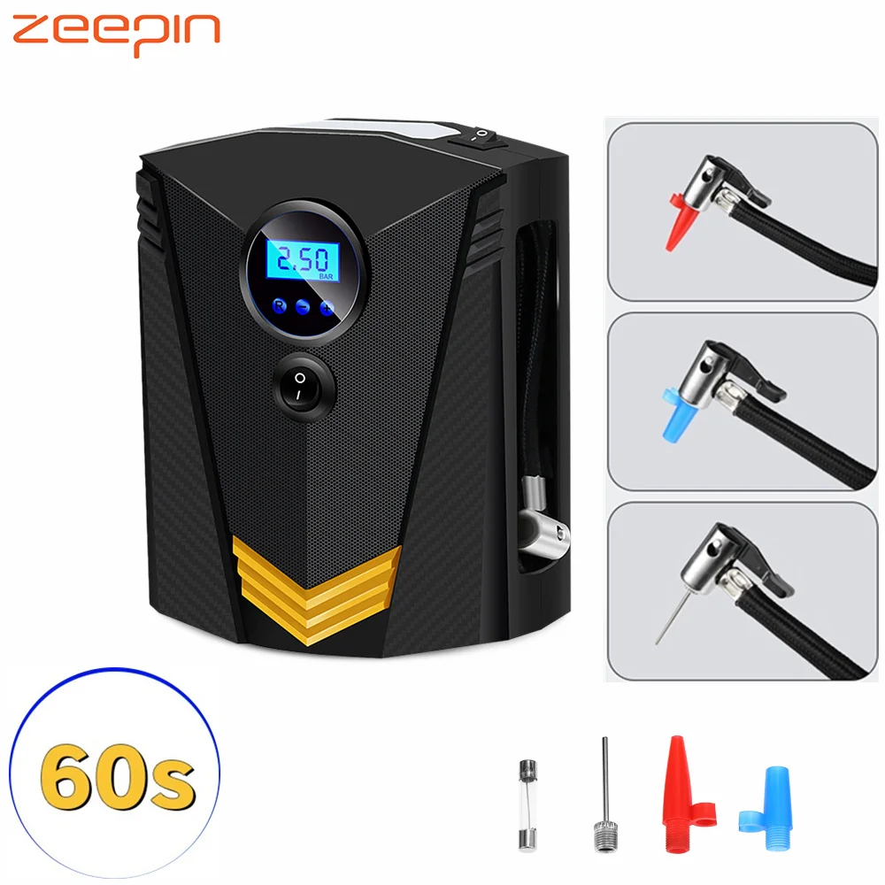 ZEEPIN цифровой насос для накачивания велосипедных шин 12 в автомобильных