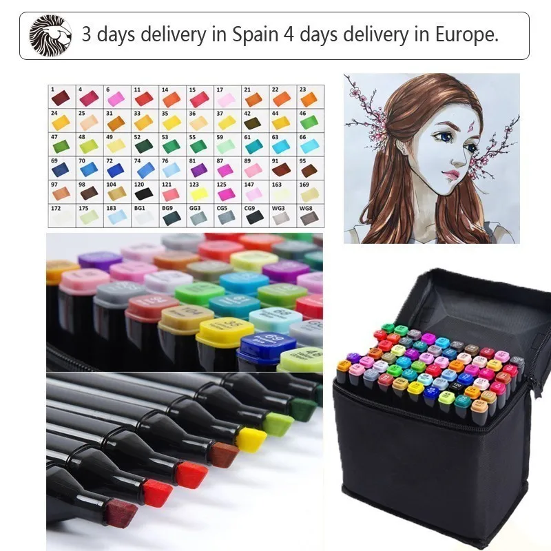 Mark pen set alcohol oily double-headed marker anime hand-painted design painting 32/48/72/108/168 color | Канцтовары для офиса и