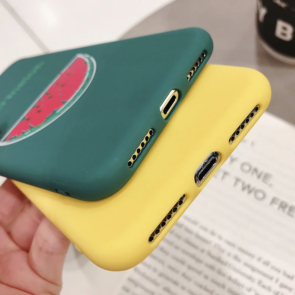 JONSNOW For iPhone X XR XS Max Cases Fashion Cartoon Strawberry Lemon Soft TPU Silicone Phone Case for 6S 7 8 Plus Fundas |