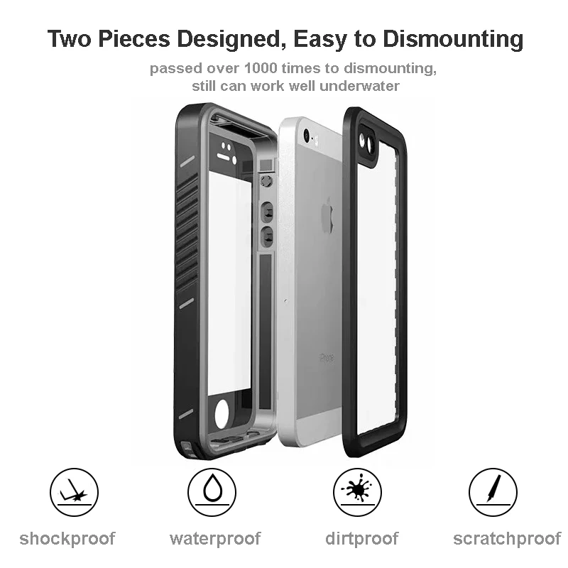 Супер водонепроницаемый чехол для iPhone 5 5S SE ударопрочный дайвинга на открытом