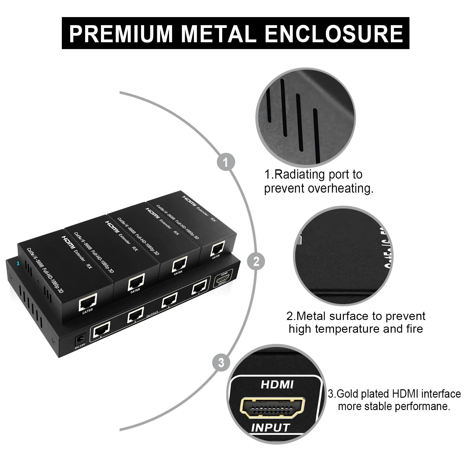 Aikexin 1080P 1x4 4 порта HDMI расширитель разветвитель по CAT5e/CAT6 LAN Ethernet кабель футов 60 м 1 к