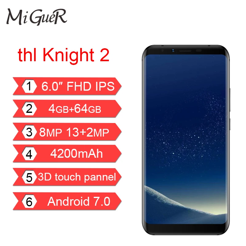 THL рыцарь 2 Android 7 0 беспроводной зарядки 6 'ཎ:9 Octa Core 4 Гб + 64 13MP двойной сзади